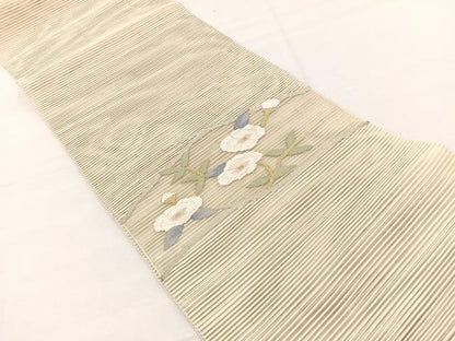 平和屋着物＊夏物　八寸名古屋帯　絽綴れ　枝花文　金銀糸　正絹　逸品　BAAX7487hv