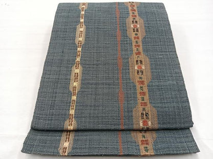 平和屋着物＊夏物　八寸名古屋帯　幾何学文様　正絹　逸品　未使用　BAAX7488hv