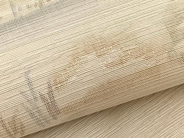 平和屋着物＊夏物　九寸名古屋帯　風景文　銀糸　正絹　逸品　BAAX7489hv
