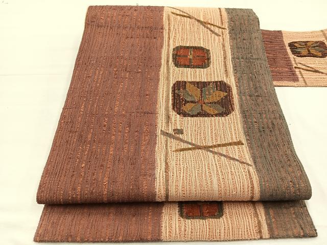 平和屋着物＊夏物　九寸名古屋帯　色紙花文　正絹　逸品　未使用　BAAX7491hv