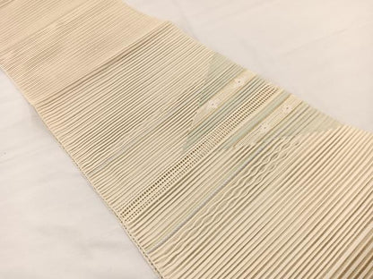 平和屋着物＊夏物　八寸名古屋帯　絽綴れ　横段花文　金糸　正絹　逸品　未使用　BAAX7492hv