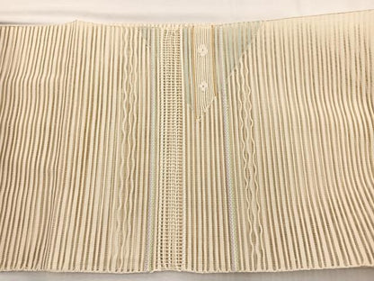 平和屋着物＊夏物　八寸名古屋帯　絽綴れ　横段花文　金糸　正絹　逸品　未使用　BAAX7492hv
