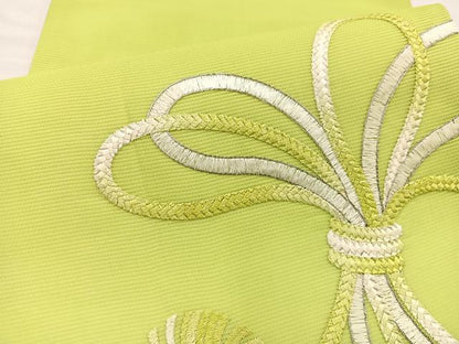 平和屋着物＊夏物　九寸開き名古屋帯　総刺繍　結び紐文　銀糸　正絹　逸品　BAAX7494hv