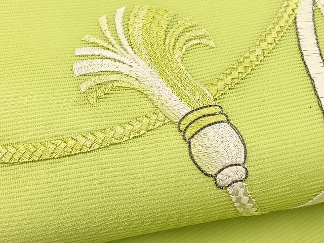 平和屋着物＊夏物　九寸開き名古屋帯　総刺繍　結び紐文　銀糸　正絹　逸品　BAAX7494hv
