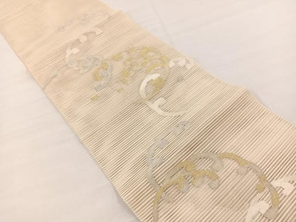 平和屋着物＊夏物　八寸名古屋帯　絽綴れ　立波文　金銀糸　正絹　逸品　BAAX7495hv