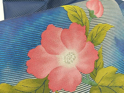 平和屋着物＊夏物　九寸名古屋帯　絽綴れ　枝花文　銀糸　正絹　逸品　未使用　BAAX7496hv