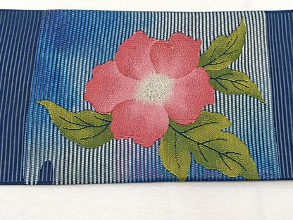 平和屋着物＊夏物　九寸名古屋帯　絽綴れ　枝花文　銀糸　正絹　逸品　未使用　BAAX7496hv
