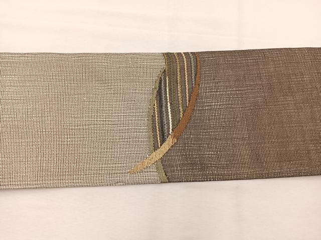 平和屋着物＊夏物　九寸名古屋帯　すくい織　抽象文様　金糸　さが美扱い　正絹　逸品　BAAX7498hv