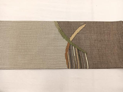 平和屋着物＊夏物　九寸名古屋帯　すくい織　抽象文様　金糸　さが美扱い　正絹　逸品　BAAX7498hv
