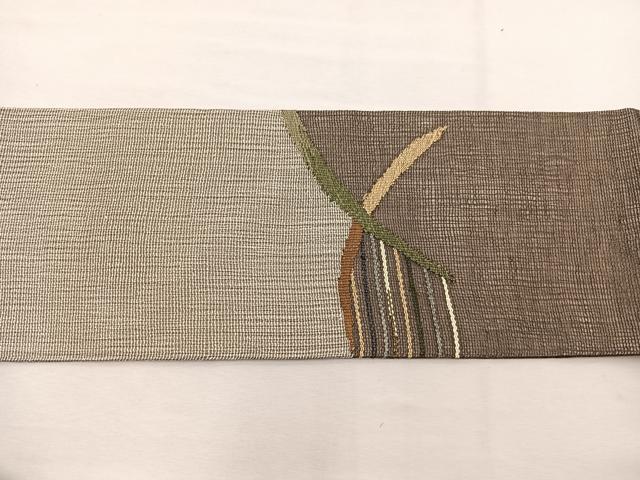 平和屋着物＊夏物　九寸名古屋帯　すくい織　抽象文様　金糸　さが美扱い　正絹　逸品　BAAX7498hv