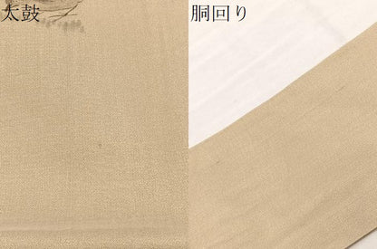 平和屋着物＊夏物　九寸名古屋帯　作家物　手描き　稲穂に雀　金通し地　正絹　逸品　BAAX7499hv