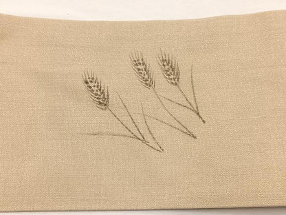 平和屋着物＊夏物　九寸名古屋帯　作家物　手描き　稲穂に雀　金通し地　正絹　逸品　BAAX7499hv