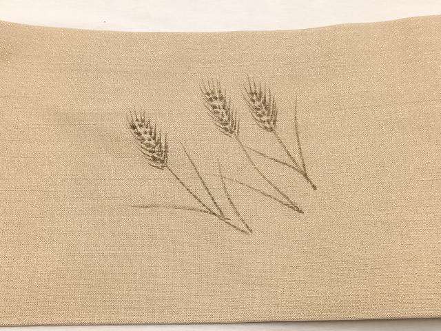 平和屋着物＊夏物　九寸名古屋帯　作家物　手描き　稲穂に雀　金通し地　正絹　逸品　BAAX7499hv