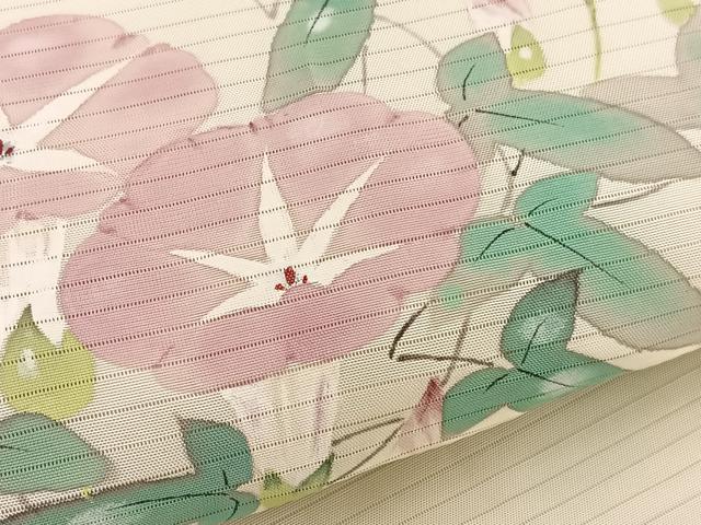 平和屋着物＊夏物　絽塩瀬　九寸名古屋帯　手描き　朝顔　正絹　逸品　BAAX7502hv