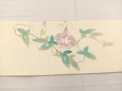 平和屋着物＊夏物　絽塩瀬　九寸名古屋帯　手描き　朝顔　正絹　逸品　BAAX7502hv