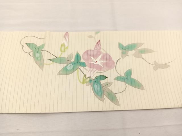 平和屋着物＊夏物　絽塩瀬　九寸名古屋帯　手描き　朝顔　正絹　逸品　BAAX7502hv