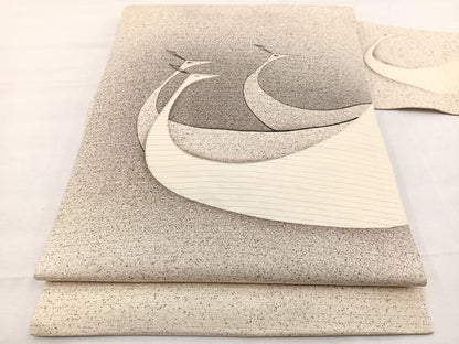 平和屋着物＊夏物　絽塩瀬　九寸名古屋帯　駒刺繍　孔雀　正絹　逸品　BAAX7503hv