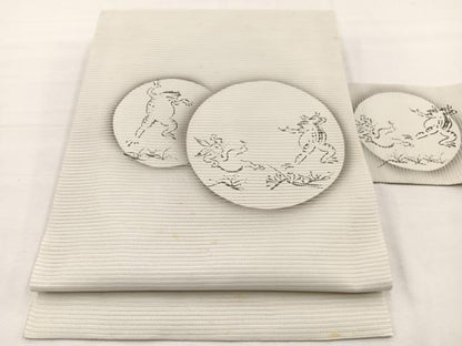 平和屋着物＊夏物　九寸名古屋帯　鳥獣戯画　正絹　逸品　BAAX7505hv