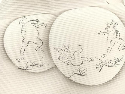 平和屋着物＊夏物　九寸名古屋帯　鳥獣戯画　正絹　逸品　BAAX7505hv