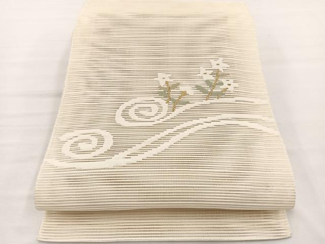 平和屋着物＊夏物　八寸名古屋帯　絽綴れ　流水桔梗文　金糸　正絹　逸品　BAAX7506hv