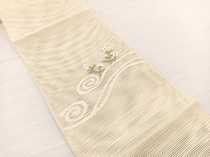 平和屋着物＊夏物　八寸名古屋帯　絽綴れ　流水桔梗文　金糸　正絹　逸品　BAAX7506hv