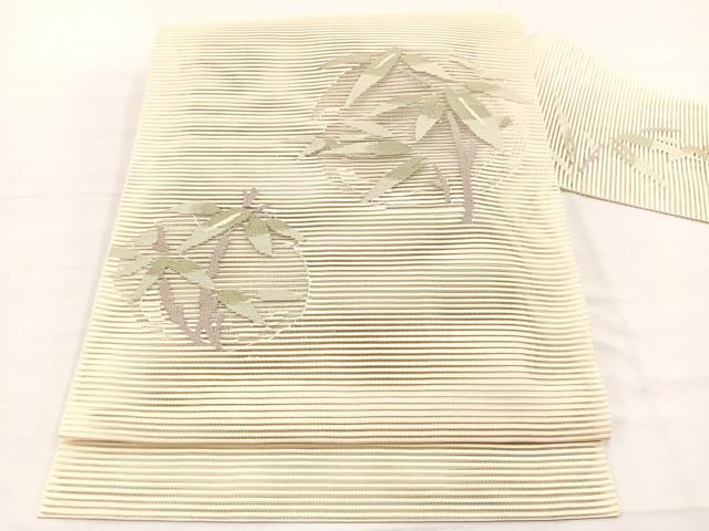 平和屋着物＊夏物　八寸名古屋帯　絽綴れ　笹竹丸文　正絹　逸品　未使用　BAAX7507hv