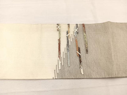 平和屋着物＊夏物　九寸名古屋帯　すくい織　横段文　正絹　逸品　BAAX7509hv