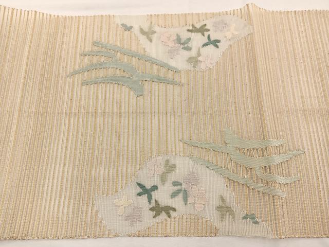 平和屋着物＊夏物　八寸名古屋帯　絽綴れ　草花文　金糸　正絹　逸品　BAAX7515hv