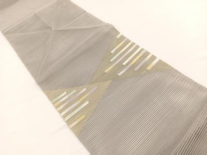 平和屋着物＊夏物　八寸名古屋帯　絽綴れ　幾何学文様　金糸　正絹　逸品　BAAX7524hv