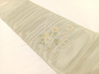 平和屋着物＊夏物　八寸名古屋帯　絽綴れ　草花文　金糸　正絹　逸品　未使用　BAAX7525hv