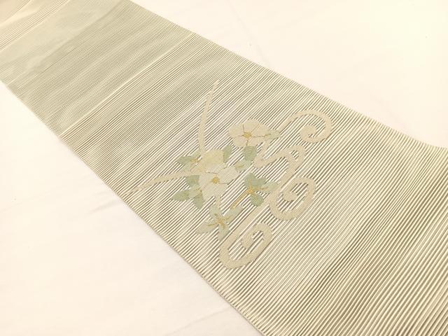 平和屋着物＊夏物　八寸名古屋帯　絽綴れ　草花文　金糸　正絹　逸品　未使用　BAAX7525hv