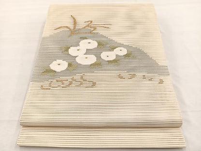平和屋着物＊夏物　八寸名古屋帯　絽綴れ　万寿菊　金糸　正絹　逸品　BAAX7527hv