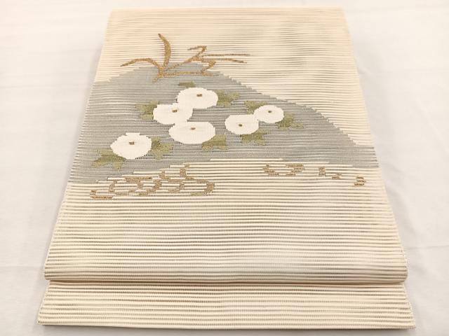 平和屋着物＊夏物　八寸名古屋帯　絽綴れ　万寿菊　金糸　正絹　逸品　BAAX7527hv
