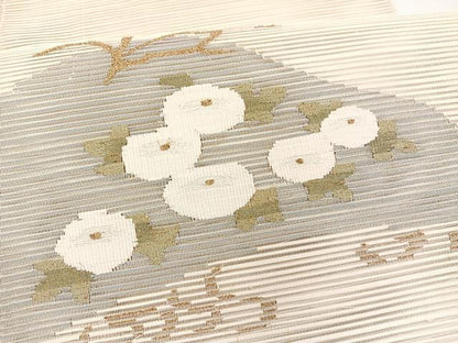 平和屋着物＊夏物　八寸名古屋帯　絽綴れ　万寿菊　金糸　正絹　逸品　BAAX7527hv