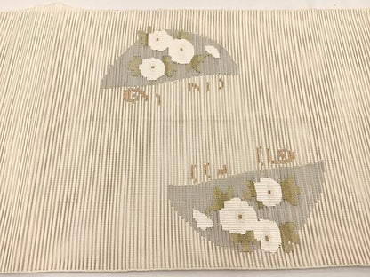 平和屋着物＊夏物　八寸名古屋帯　絽綴れ　万寿菊　金糸　正絹　逸品　BAAX7527hv