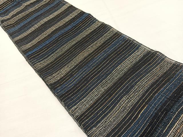 平和屋着物＊夏物　八寸名古屋帯　横段文　金銀糸　正絹　逸品　BAAX7531hv