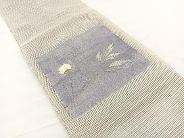 平和屋着物＊夏物　西陣　八寸名古屋帯　絽綴れ　枝花文　銀糸　正絹　逸品　BAAX7534hv