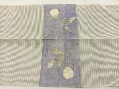 平和屋着物＊夏物　西陣　八寸名古屋帯　絽綴れ　枝花文　銀糸　正絹　逸品　BAAX7534hv