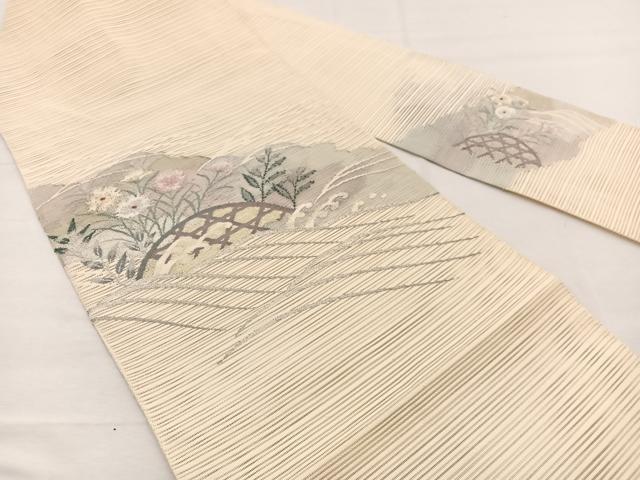 平和屋着物＊夏物　八寸名古屋帯　絽綴れ　籬花文　金銀糸　正絹　逸品　BAAX7540hv