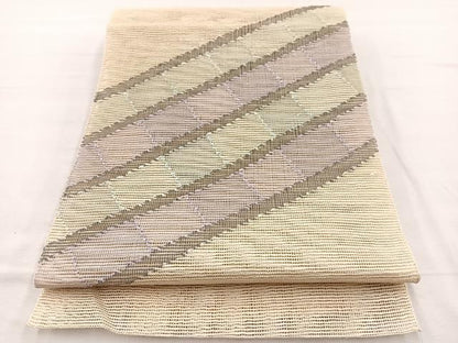 平和屋着物＊夏物　八寸名古屋帯　幾何学文様　正絹　逸品　BAAX7543hv