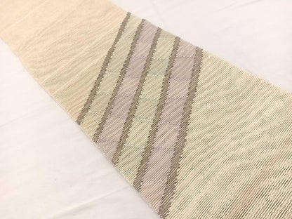 平和屋着物＊夏物　八寸名古屋帯　幾何学文様　正絹　逸品　BAAX7543hv