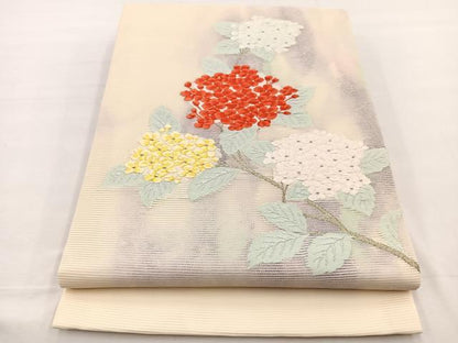 平和屋着物＊夏物　九寸開き名古屋帯　唐織　紫陽花　金銀糸　正絹　逸品　BAAX7550hv
