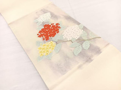 平和屋着物＊夏物　九寸開き名古屋帯　唐織　紫陽花　金銀糸　正絹　逸品　BAAX7550hv