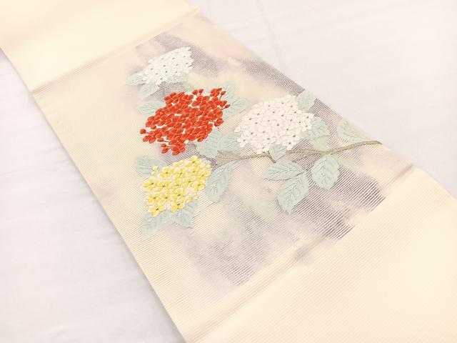 平和屋着物＊夏物　九寸開き名古屋帯　唐織　紫陽花　金銀糸　正絹　逸品　BAAX7550hv