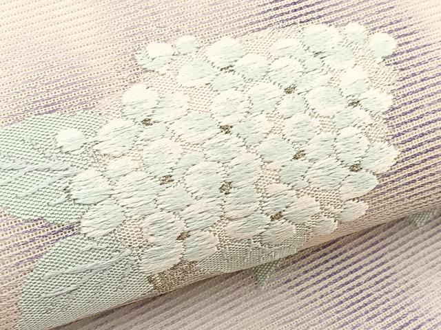 平和屋着物＊夏物　九寸開き名古屋帯　唐織　紫陽花　金銀糸　正絹　逸品　BAAX7550hv