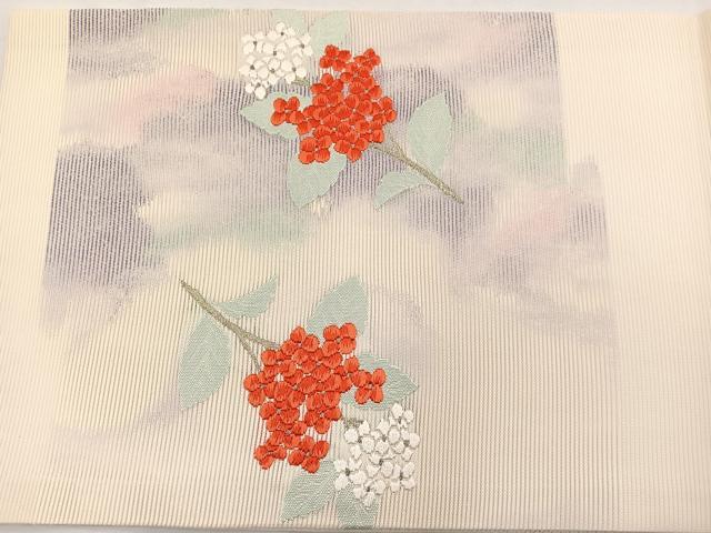平和屋着物＊夏物　九寸開き名古屋帯　唐織　紫陽花　金銀糸　正絹　逸品　BAAX7550hv