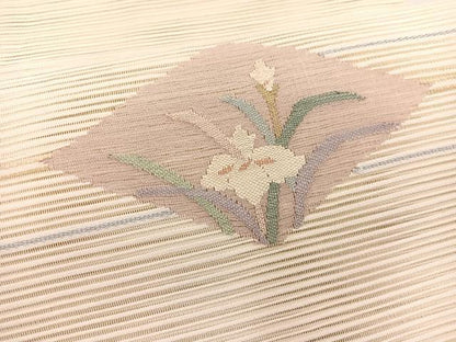 平和屋着物＊夏物　八寸名古屋帯　絽綴れ　花菱文　金銀糸　正絹　逸品　BAAX7551hv