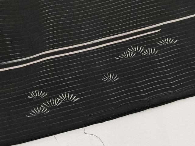 平和屋着物＊夏物　九寸名古屋帯　手描き　鶉　黒地　正絹　逸品　BAAX7554hv