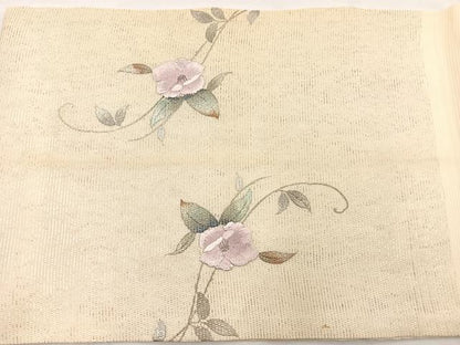 平和屋着物＊夏物　九寸開き名古屋帯　刺繍　椿　金銀彩　正絹　逸品　BAAX7556hv