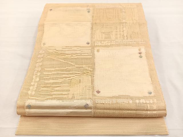 平和屋着物＊夏物　八寸名古屋帯　色紙文様　正絹　逸品　BAAX7558hv
